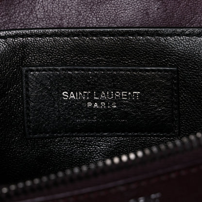 Saint Laurent Sheepskin Matelasse Chevron Large Monogram Satchel Amaranto 7 of 24
