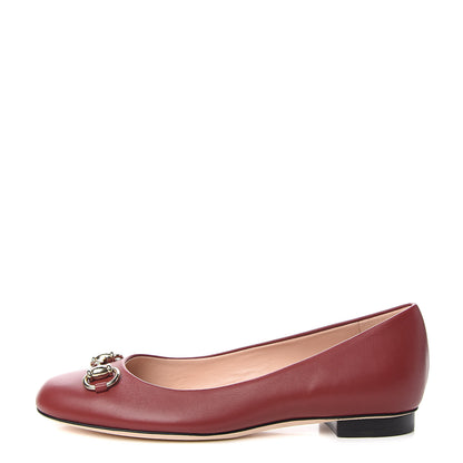 Gucci Calfskin Horsebit Ballerina Flats 36 Red 1 of 9
