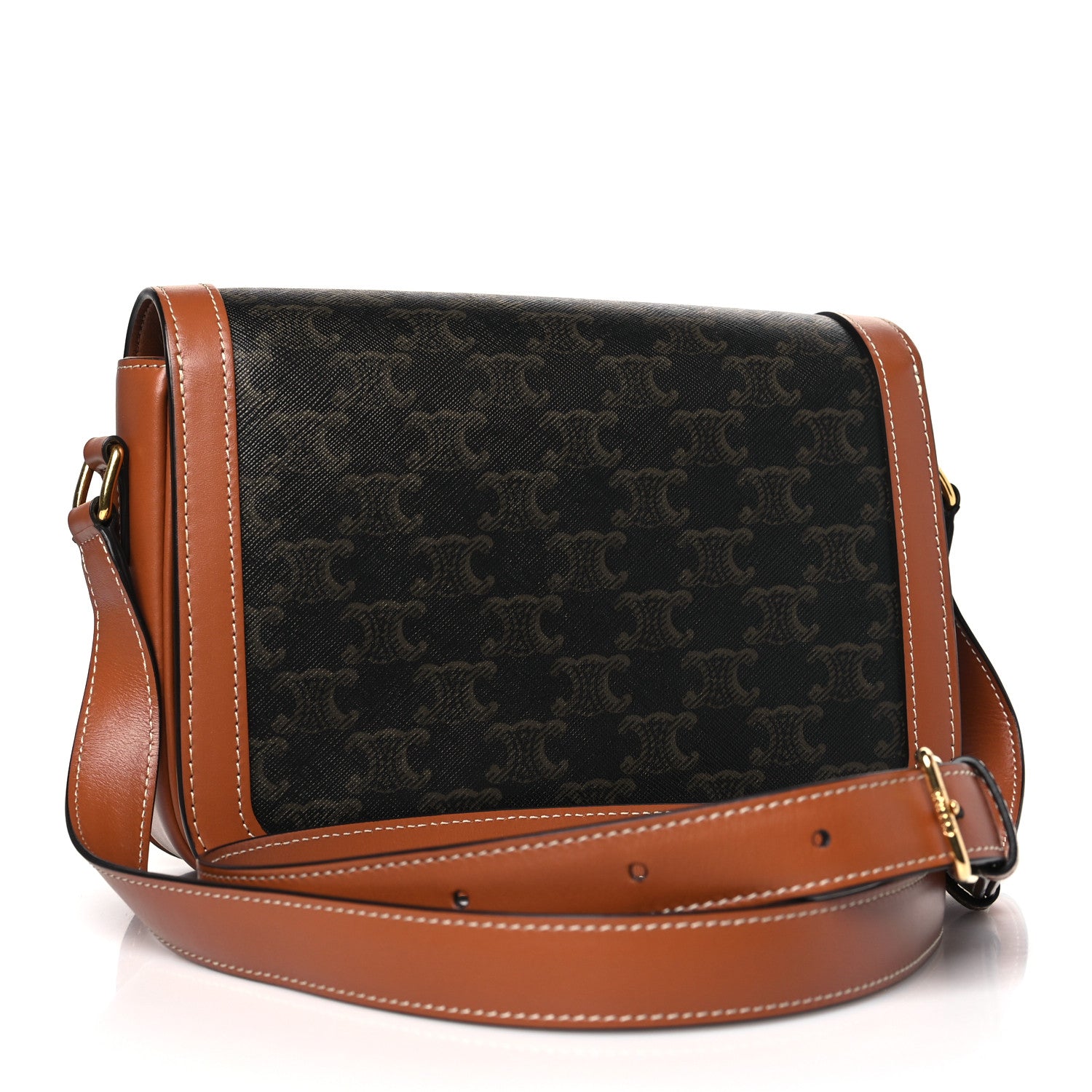 Celine Calfskin Triomphe Canvas Teen Triomphe Bag Tan 3 of 9