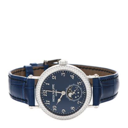 Patek Philippe 18K White Gold Alligator Diamond 33mm Complications Manual Winding Watch Blue 7121/200G-001 2 of 5