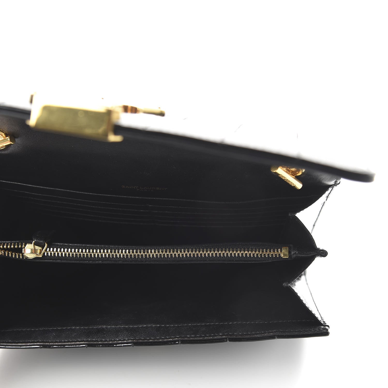 Saint Laurent Patent Calfskin Matelasse Monogram Vicky Chain Wallet Black 5 of 10