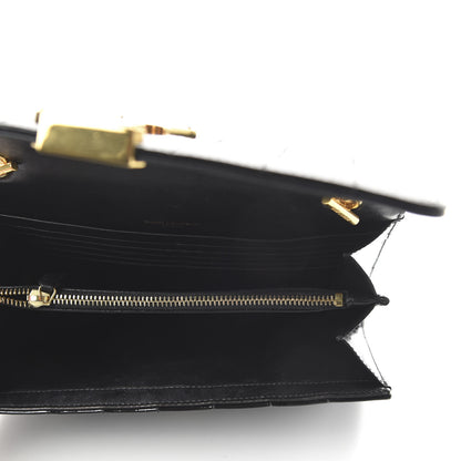Saint Laurent Patent Calfskin Matelasse Monogram Vicky Chain Wallet Black 5 of 10