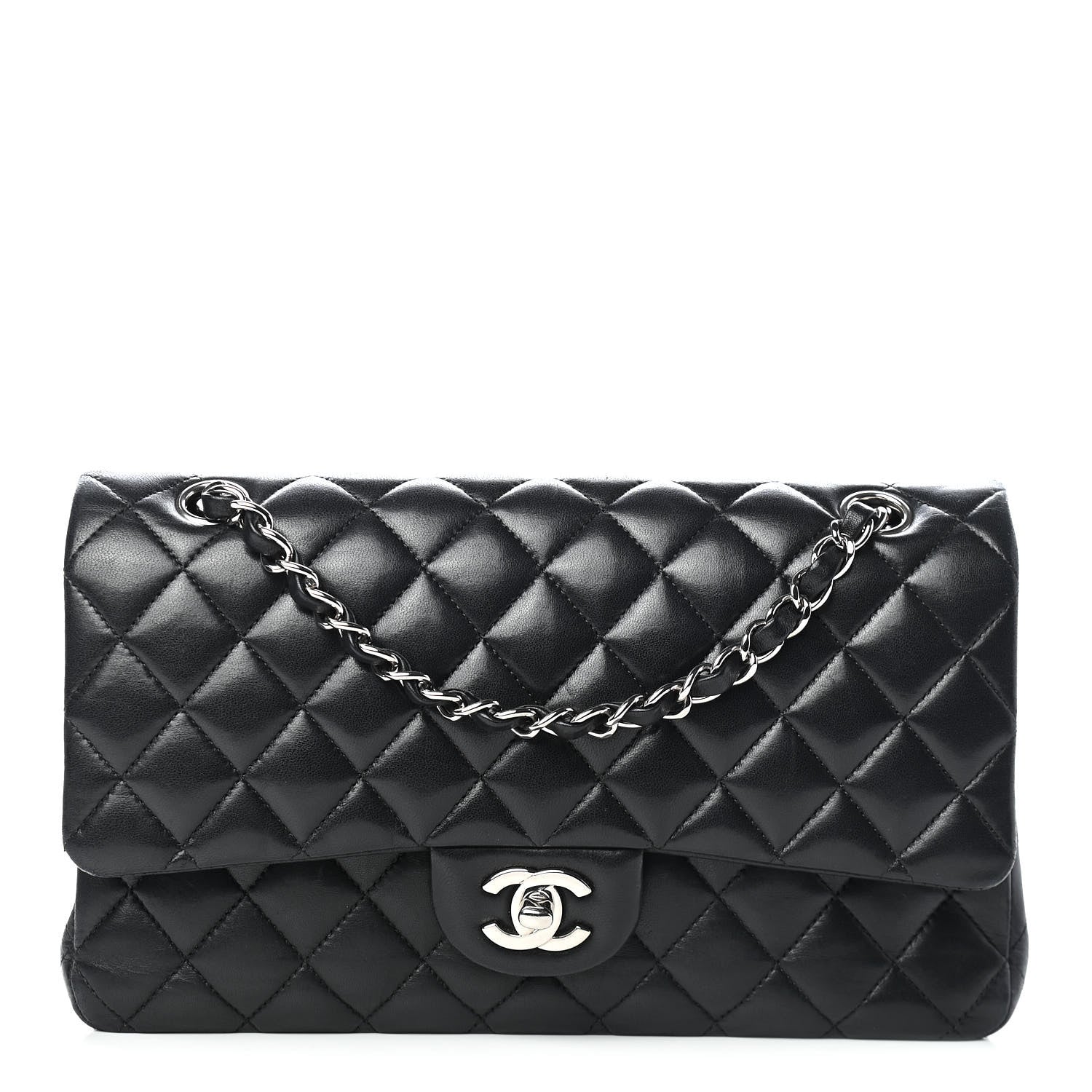 Chanel Lambskin Quilted Medium Double Flap Black 1 of 8