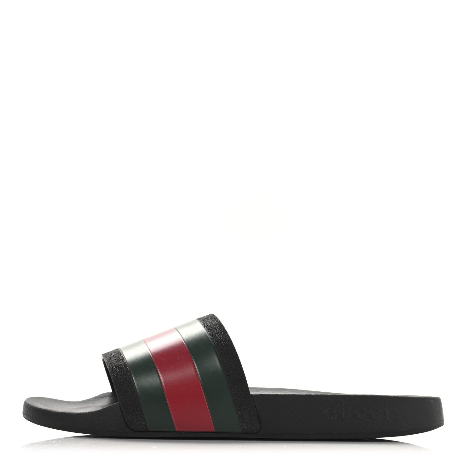 Gucci Rubber Web Mens Pool Slide Sandals 12 Black Green Red 1 of 10