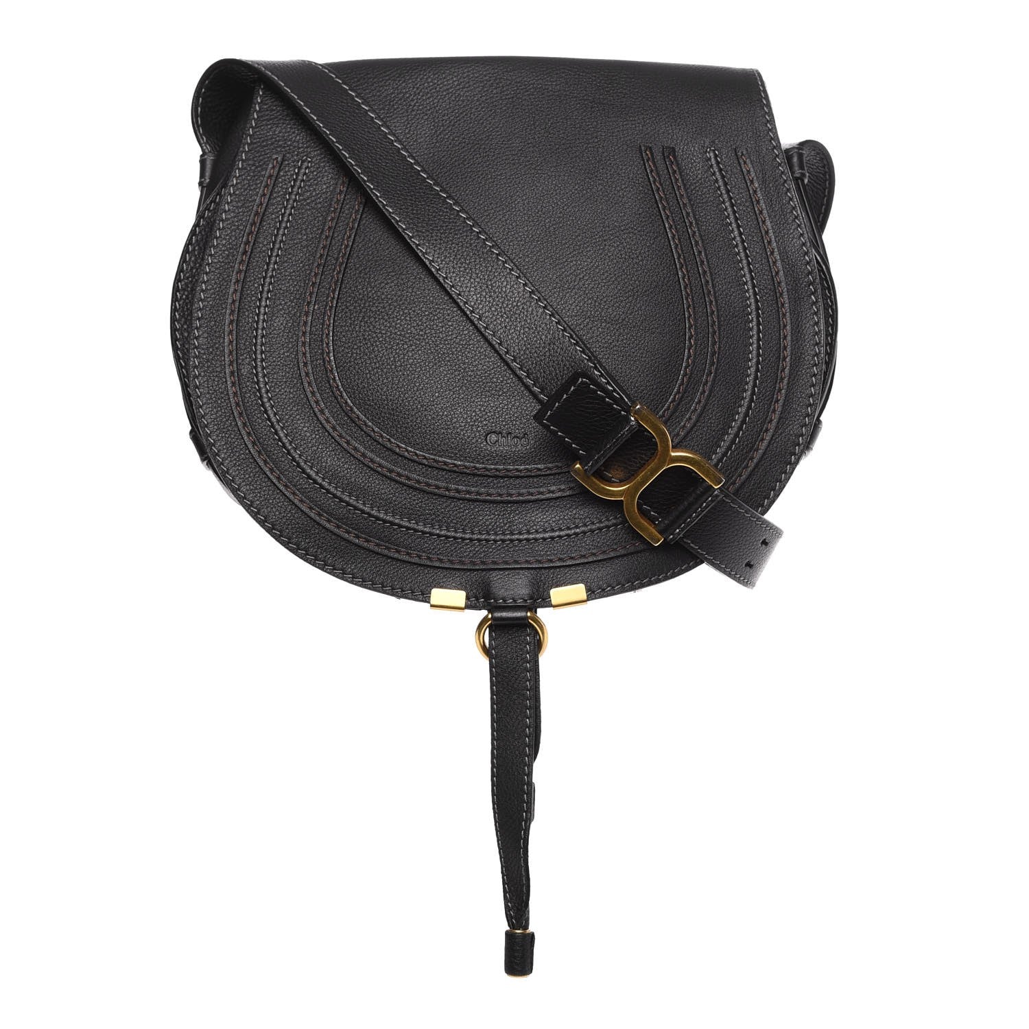 Chloe Calfskin Medium Marcie Round Crossbody Bag Black 1 of 8
