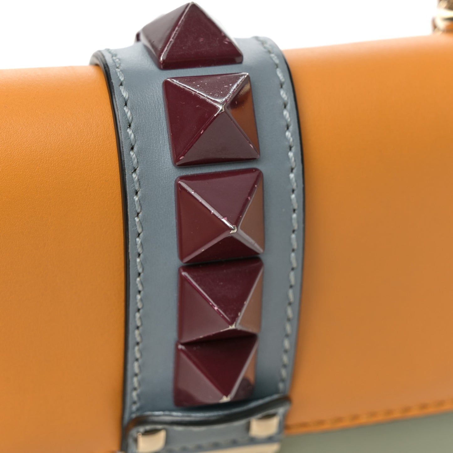 Vitello Small Glam Lock Rockstud Flap Mandarin Green Tea London Stone Rubin