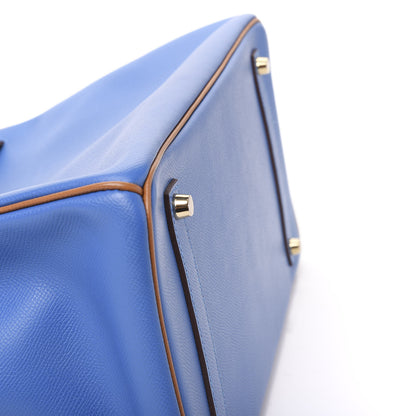 Hermes Epsom Horseshoe Birkin 35 Bleu Izmir Gold 6 of 31