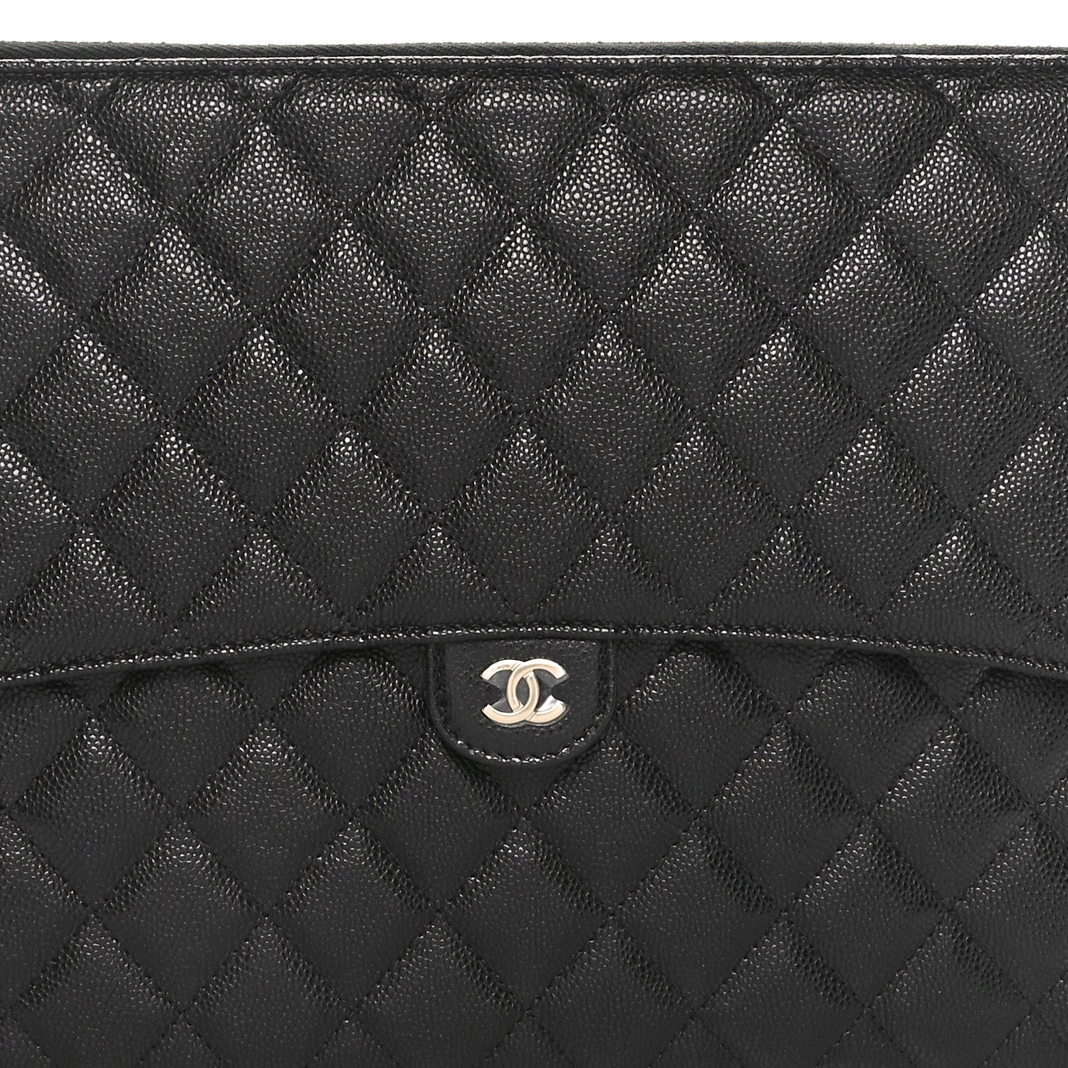 Chanel Caviar Quilted Large Flap Zip Clutch Black 8 of 11