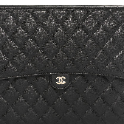 Chanel Caviar Quilted Large Flap Zip Clutch Black 8 of 11