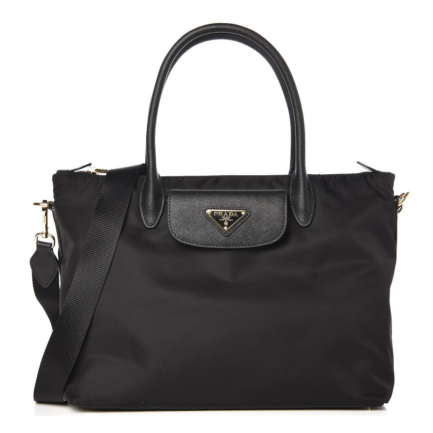 Prada Saffiano Tessuto Nylon Tote Nero Black 1 of 8