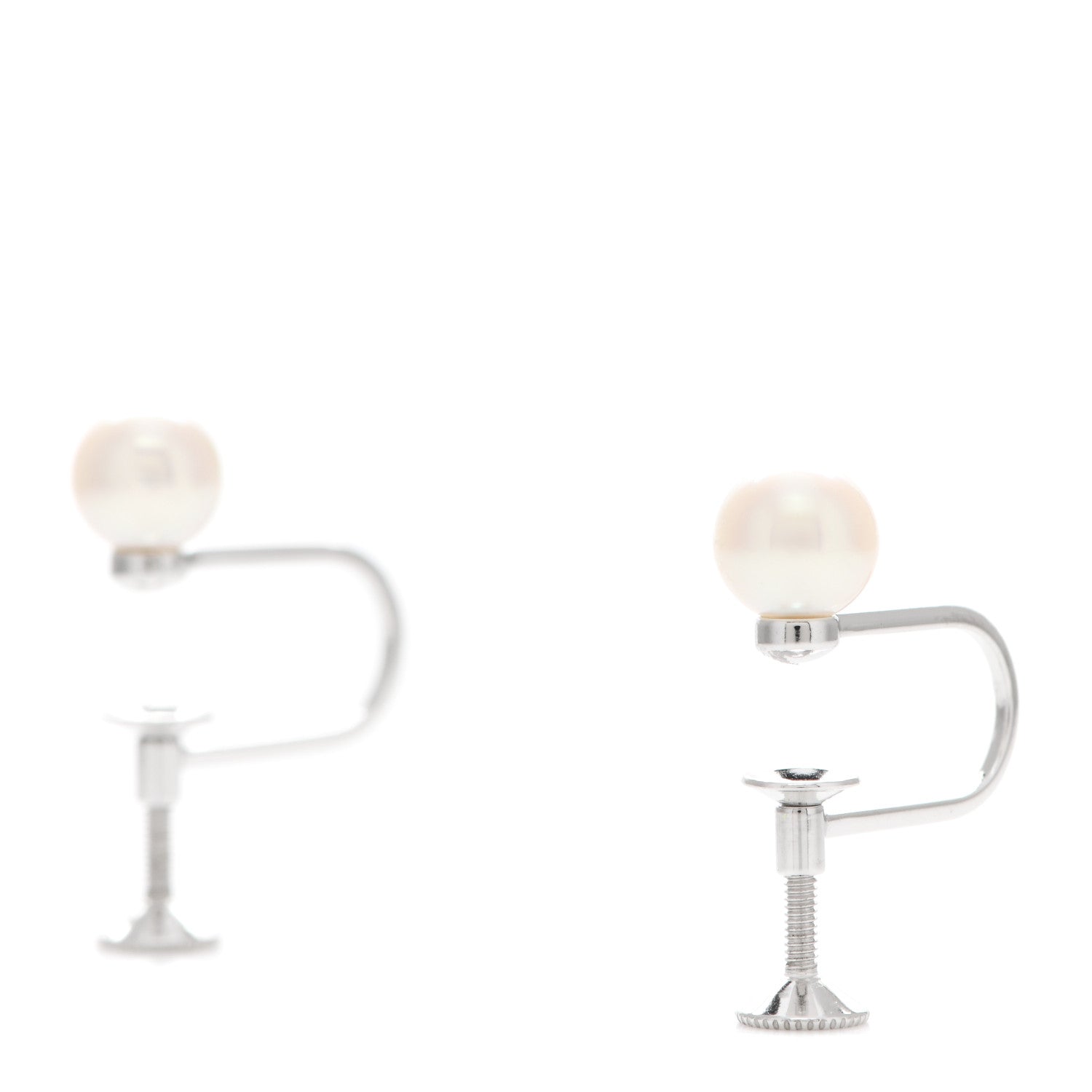 Mikimoto 18K White Gold Pearl 5-5.5mm Screw-Back Earrings 3 of 4