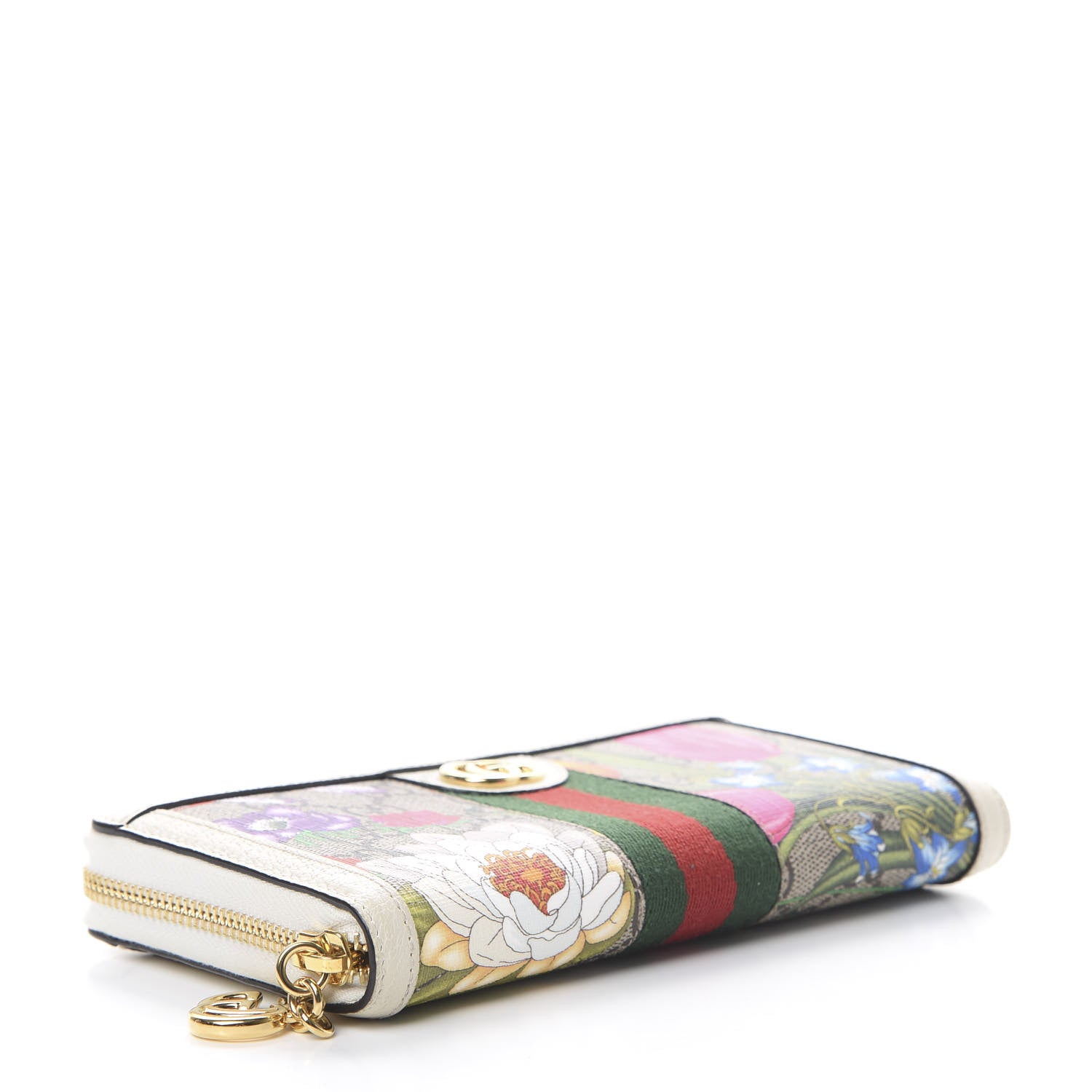 Gucci GG Supreme Monogram Flora Ophidia Zip Around Wallet White 3 of 7
