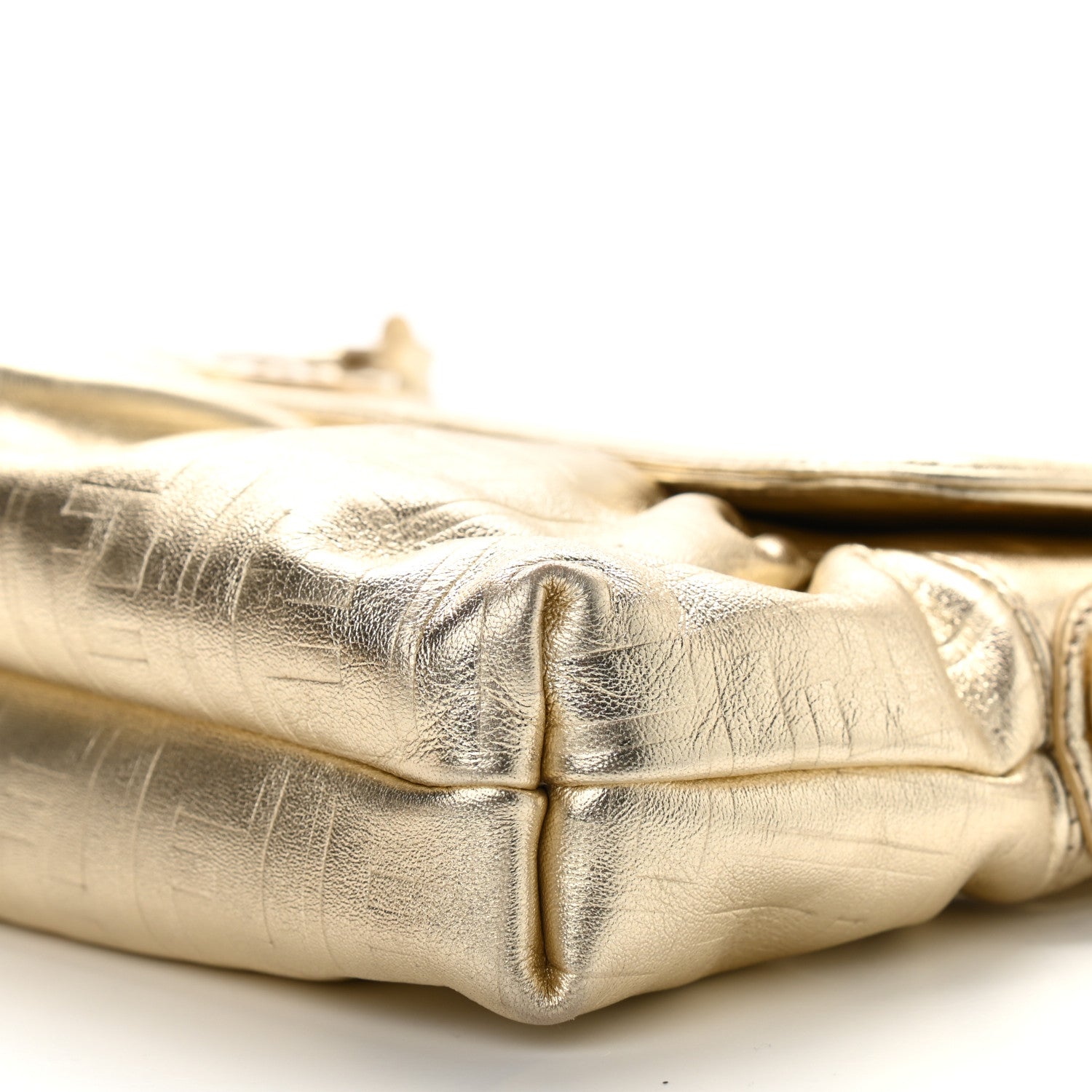 Fendi Metallic Calfskin FF Embossed Small Chef Shoulder Bag Gold 9 of 9