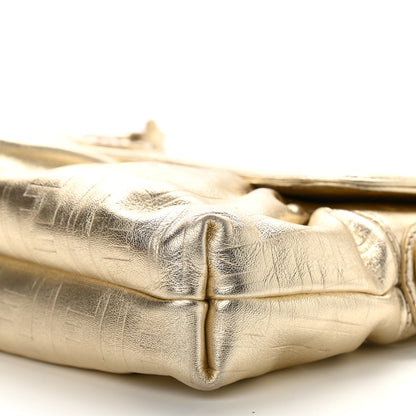 Fendi Metallic Calfskin FF Embossed Small Chef Shoulder Bag Gold 9 of 9