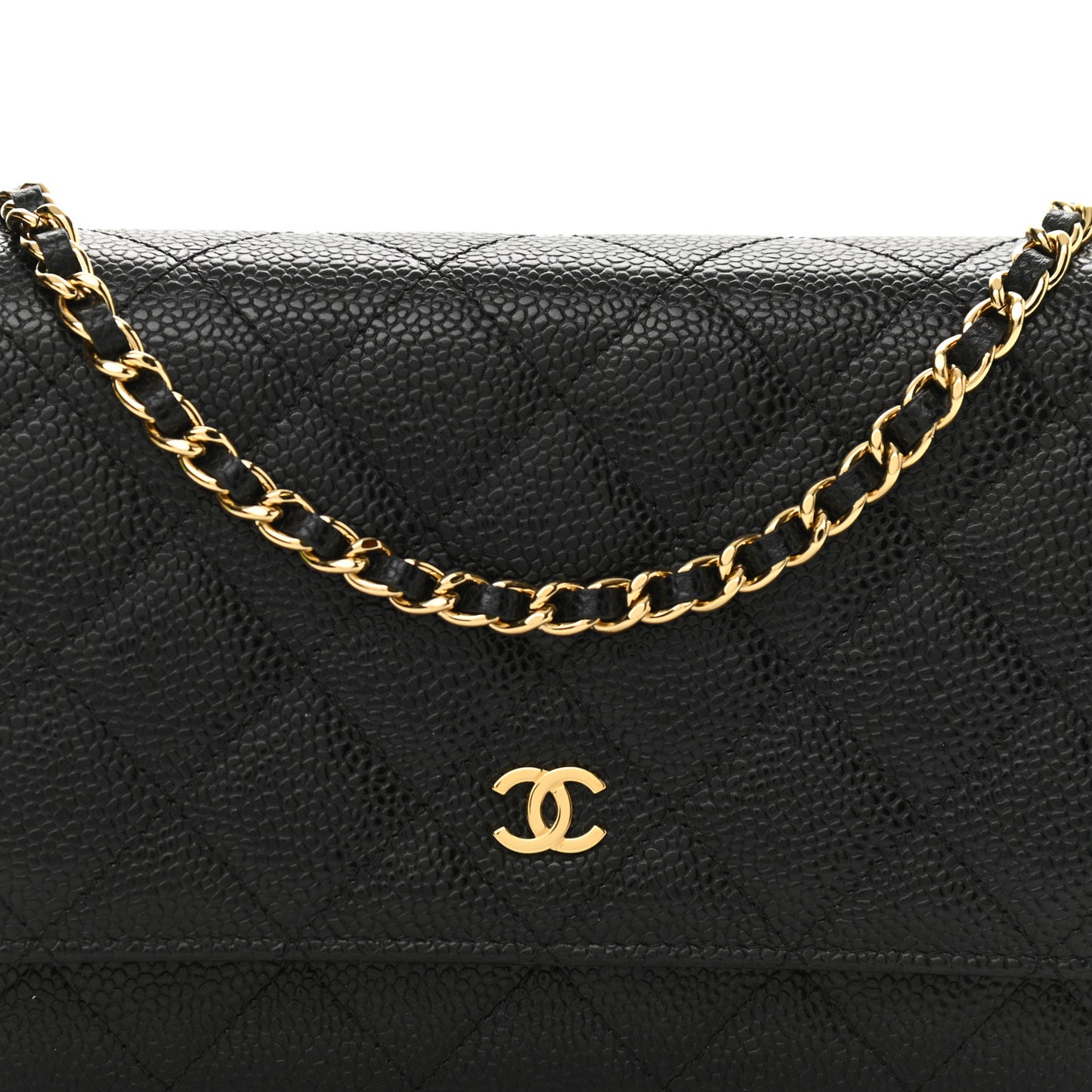 Caviar Quilted Wallet On Chain WOC Black