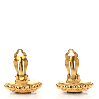 Chanel Metal Rope CC Round Clip On Earrings Black Gold 3 of 4