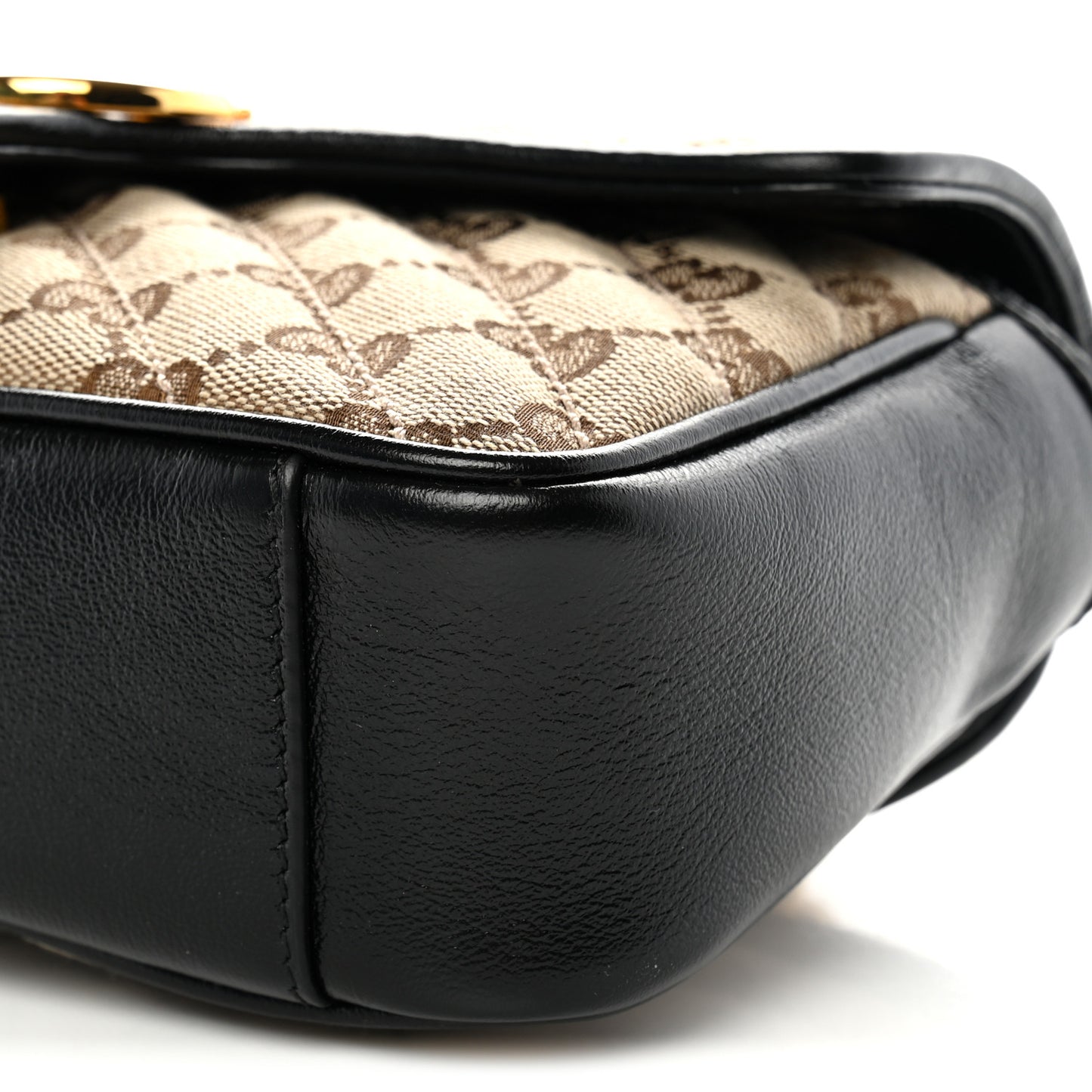 Monogram Matelasse Diagonal Mini GG Marmont Shoulder Bag Beige Black