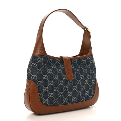 Gucci New Denim GG Monogram Calfskin Small Jackie 1961 Hobo Blue Tea Cuir 2 of 10