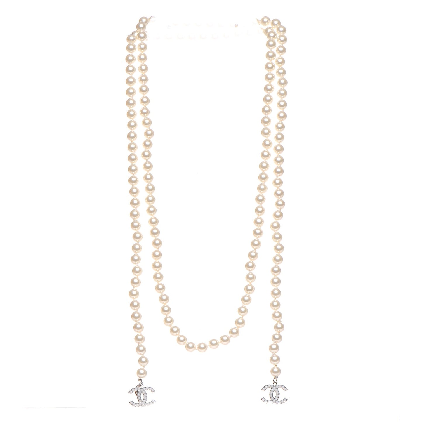 Pearl CC Long Necklace Gold