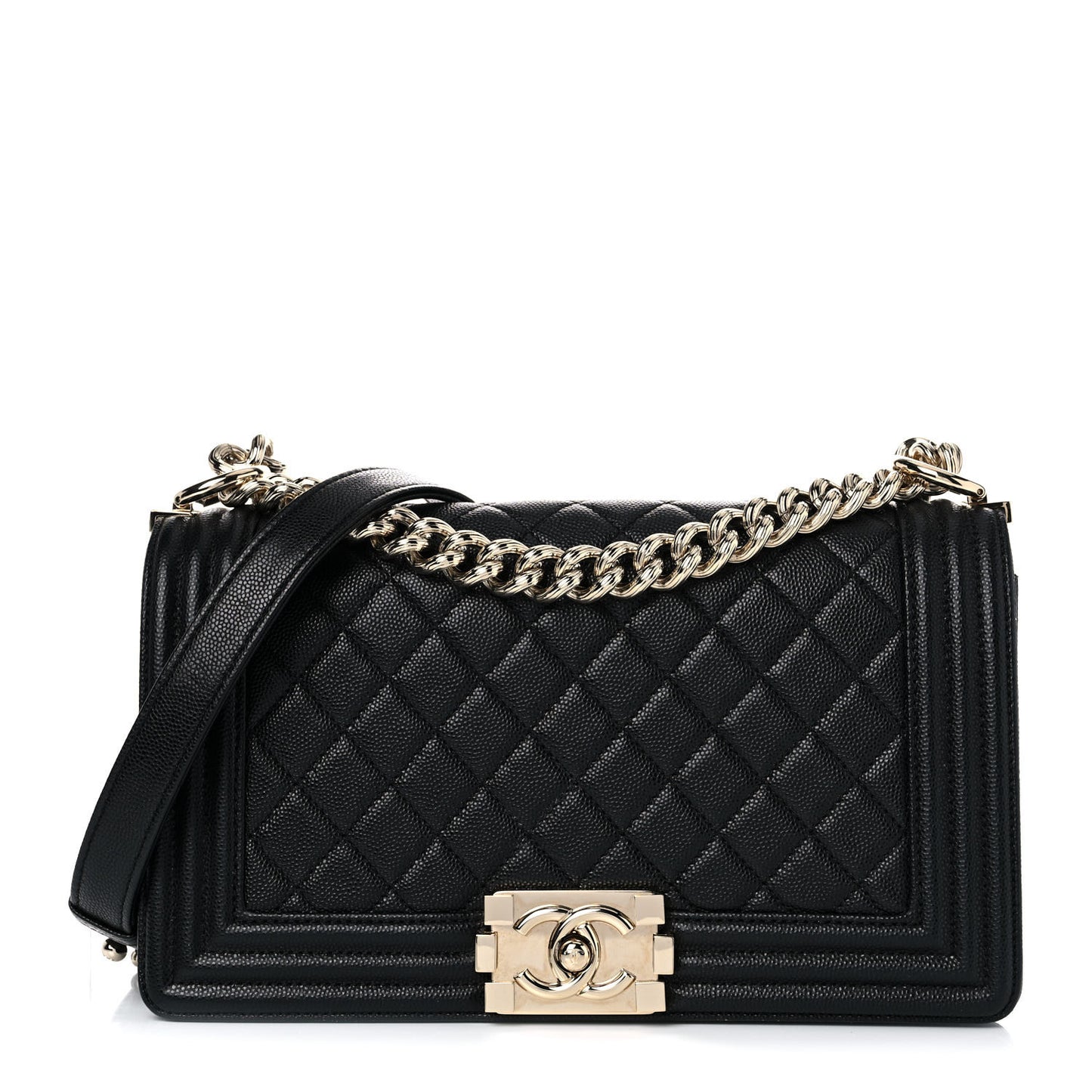 Caviar Quilted Medium Boy Flap Black