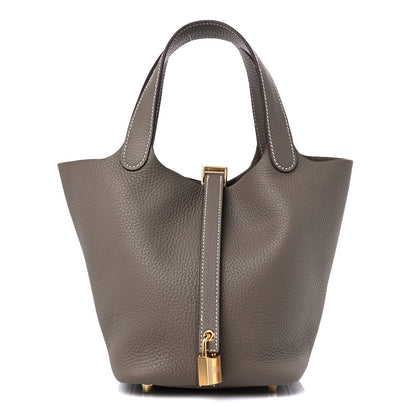 Hermes Taurillon Clemence Picotin Lock 18 PM Etoupe 1 of 8