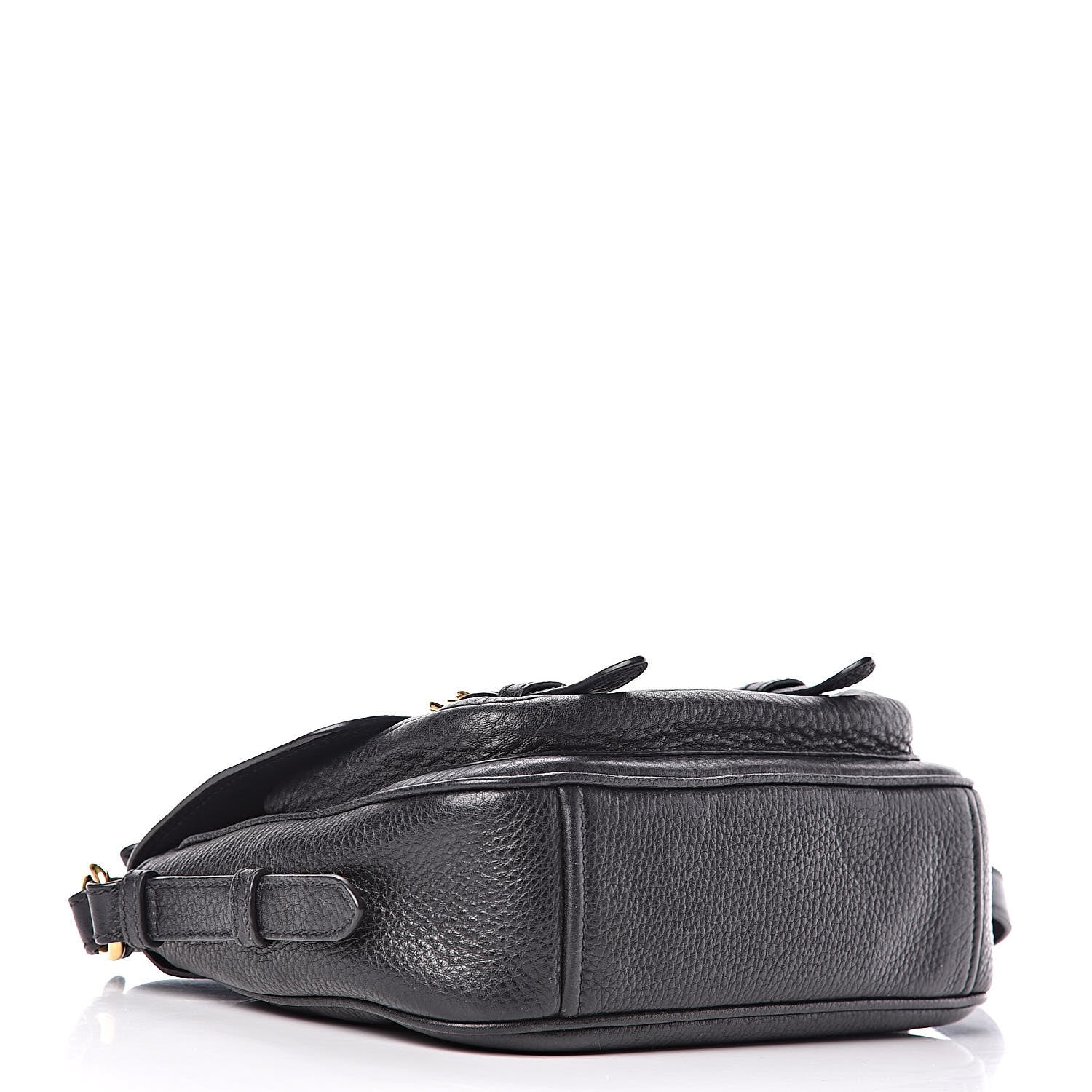 Prada Vitello Daino Double Buckle Messenger Bag Black 4 of 14