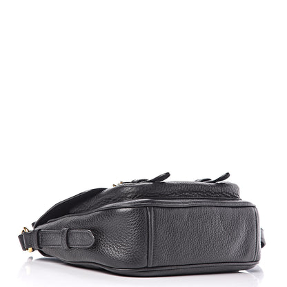 Prada Vitello Daino Double Buckle Messenger Bag Black 4 of 14