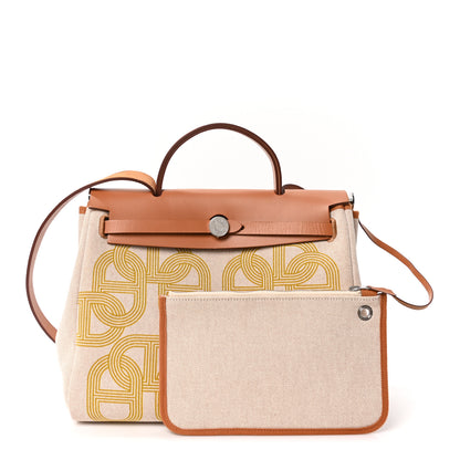 Hermes H Plume Canvas Vache Hunter Circuit 24 Herbag Zip Retourne 31 Ecru Jaune Natural 3 of 11