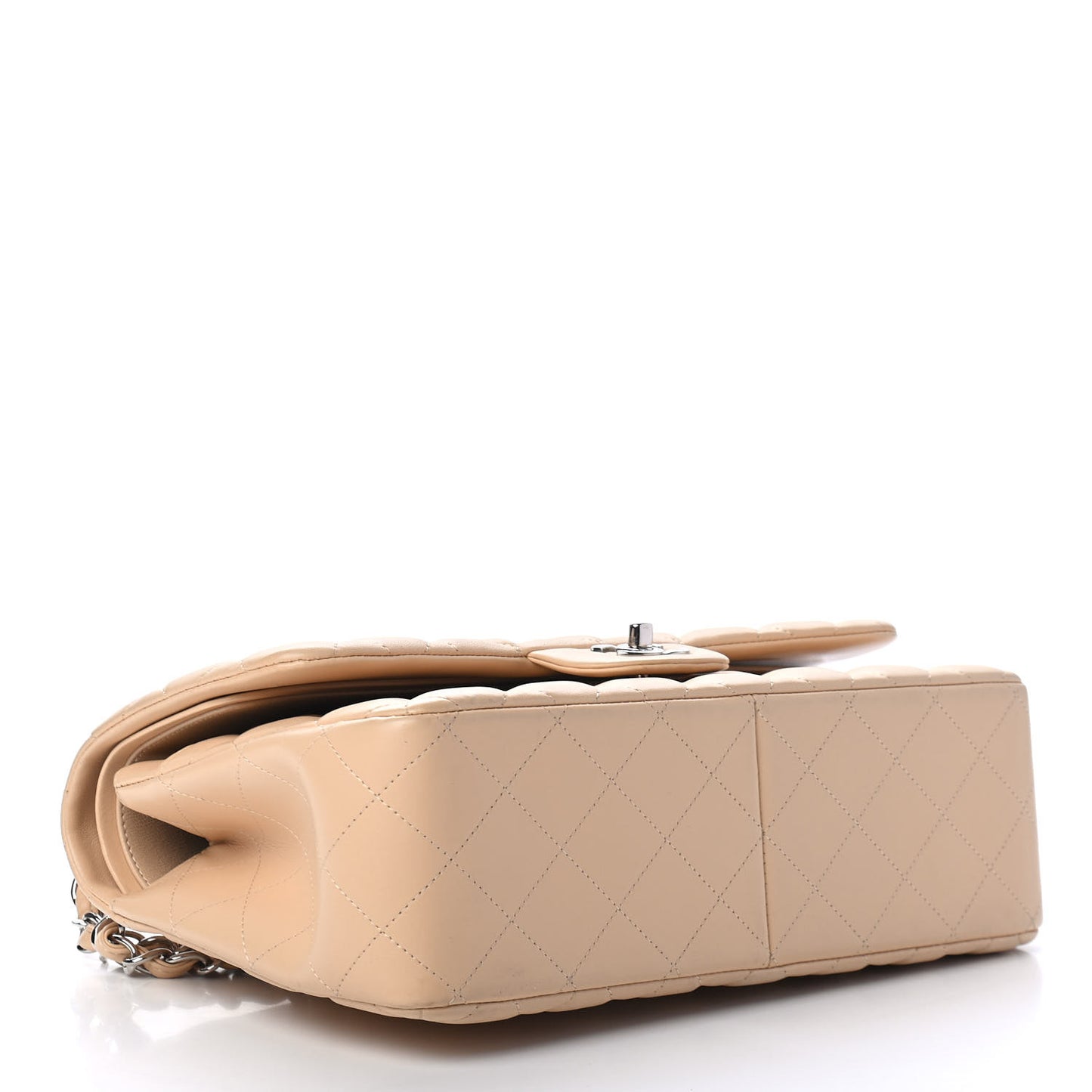 Lambskin Quilted Jumbo Double Flap Beige Clair