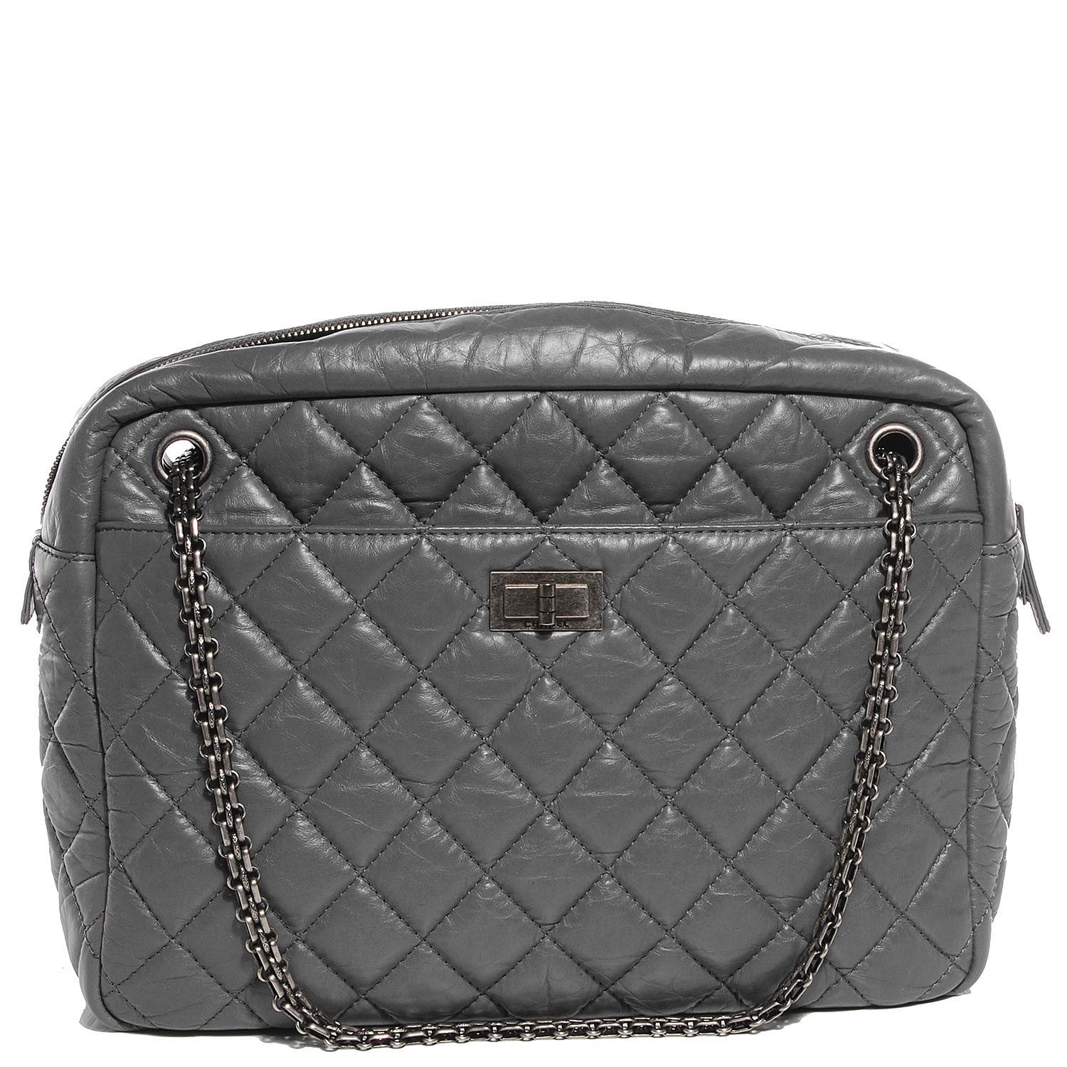 Chanel Aged Calfskin Quilted Large Reissue Camera Case Grey 1 of 7