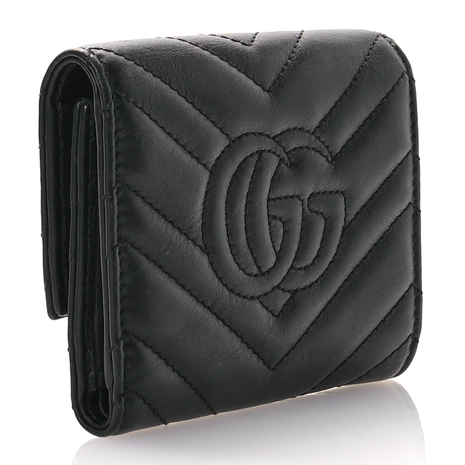 Gucci Calfskin Matelasse GG Marmont Wallet Black 3 of 7