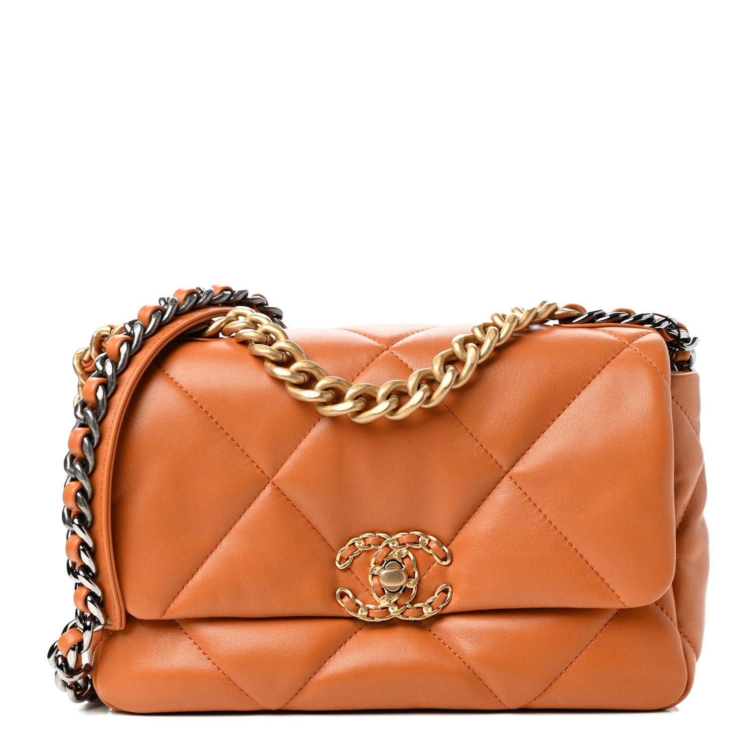 Chanel Lambskin Quilted Medium Chanel 19 Flap Light Brown 1 of 11