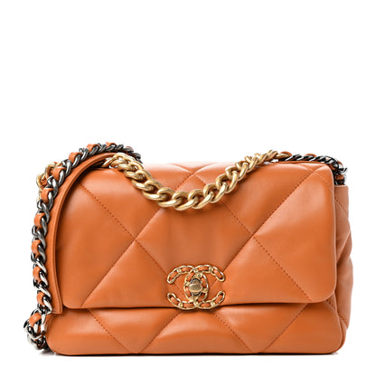 Chanel Lambskin Quilted Medium Chanel 19 Flap Light Brown 1 of 11