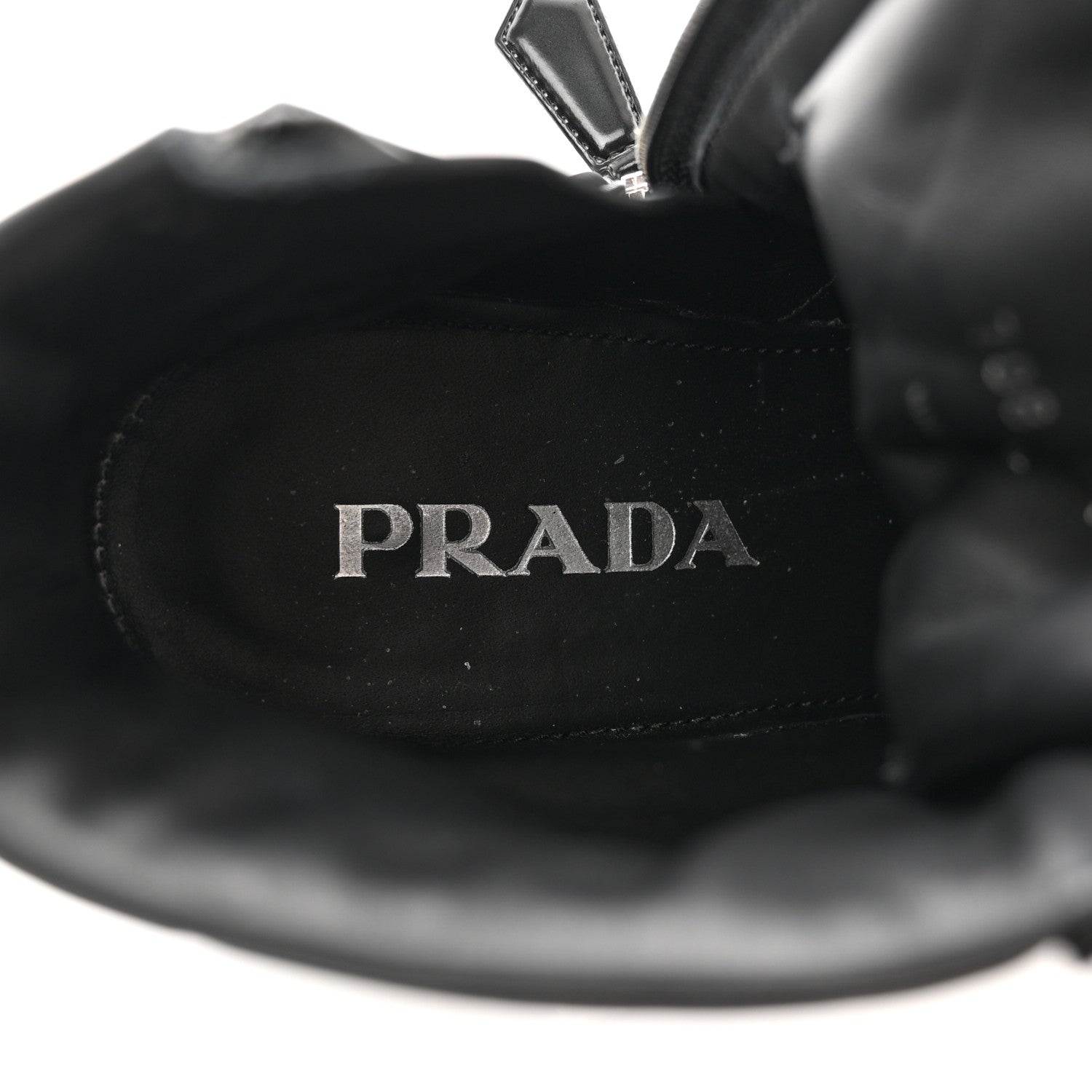 Prada Spazzolato Re-Nylon Metal Triangle Logo Lace Up 55mm Ankle Boots 38.5 Black 7 of 15