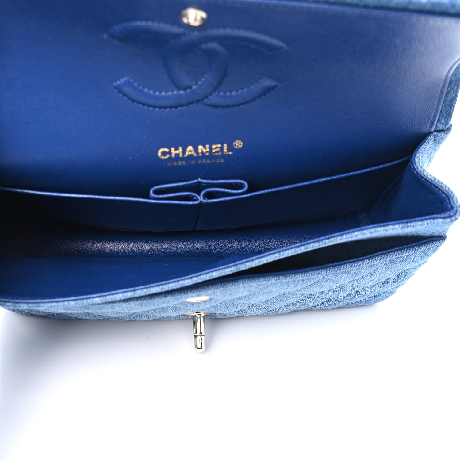 Chanel Denim Quilted Medium Double Flap Blue 5 of 9
