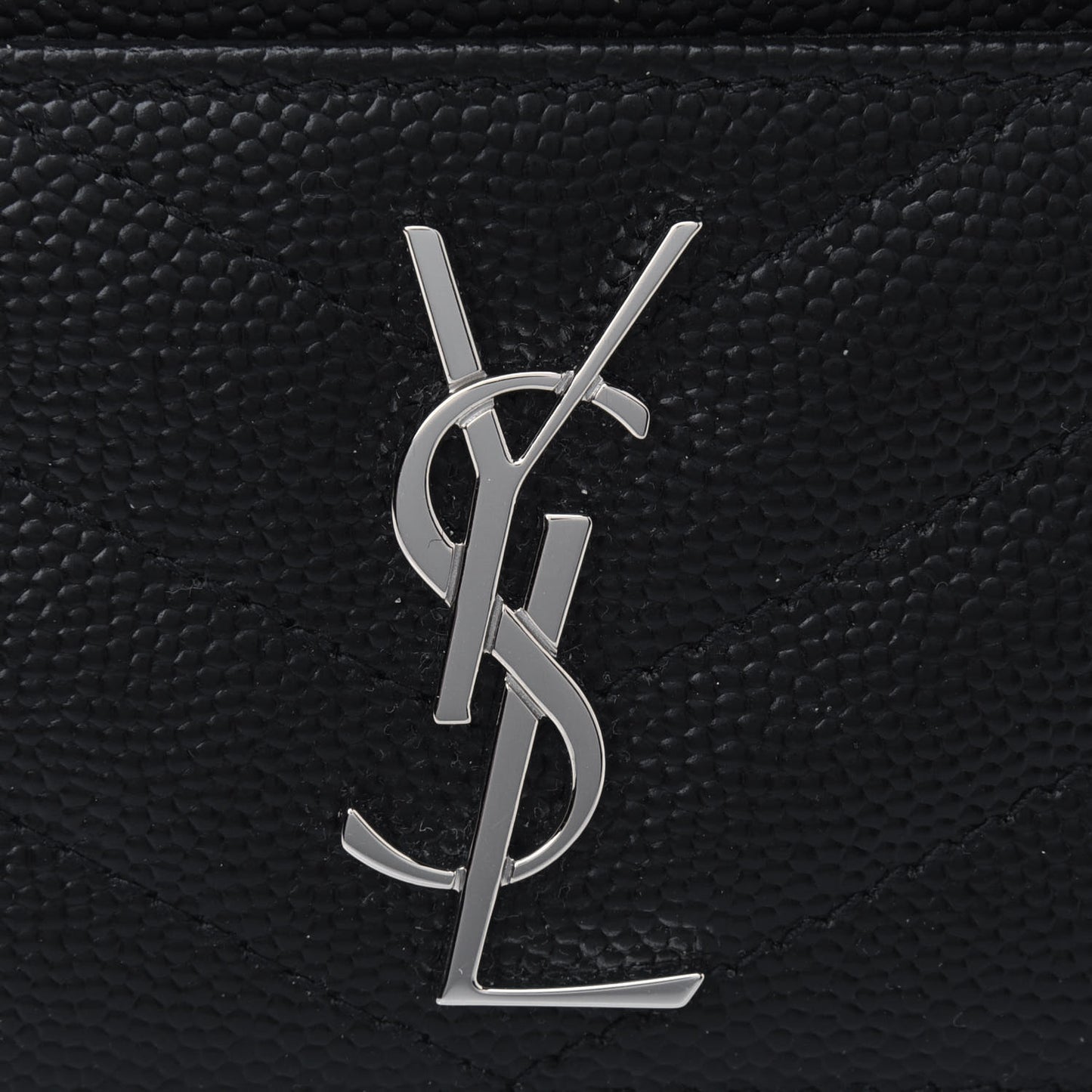 Grain De Poudre Matelasse Chevron Monogram Credit Card Case Black