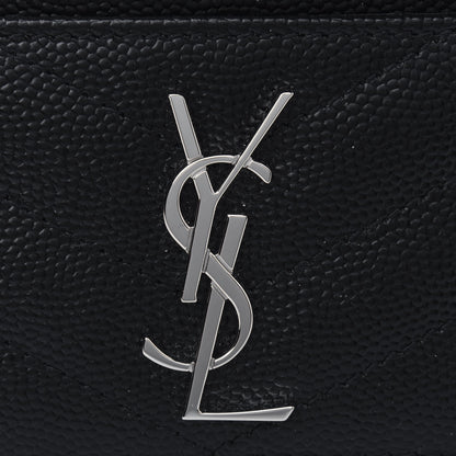 Saint Laurent Grain De Poudre Matelasse Chevron Monogram Credit Card Case Black 5 of 5