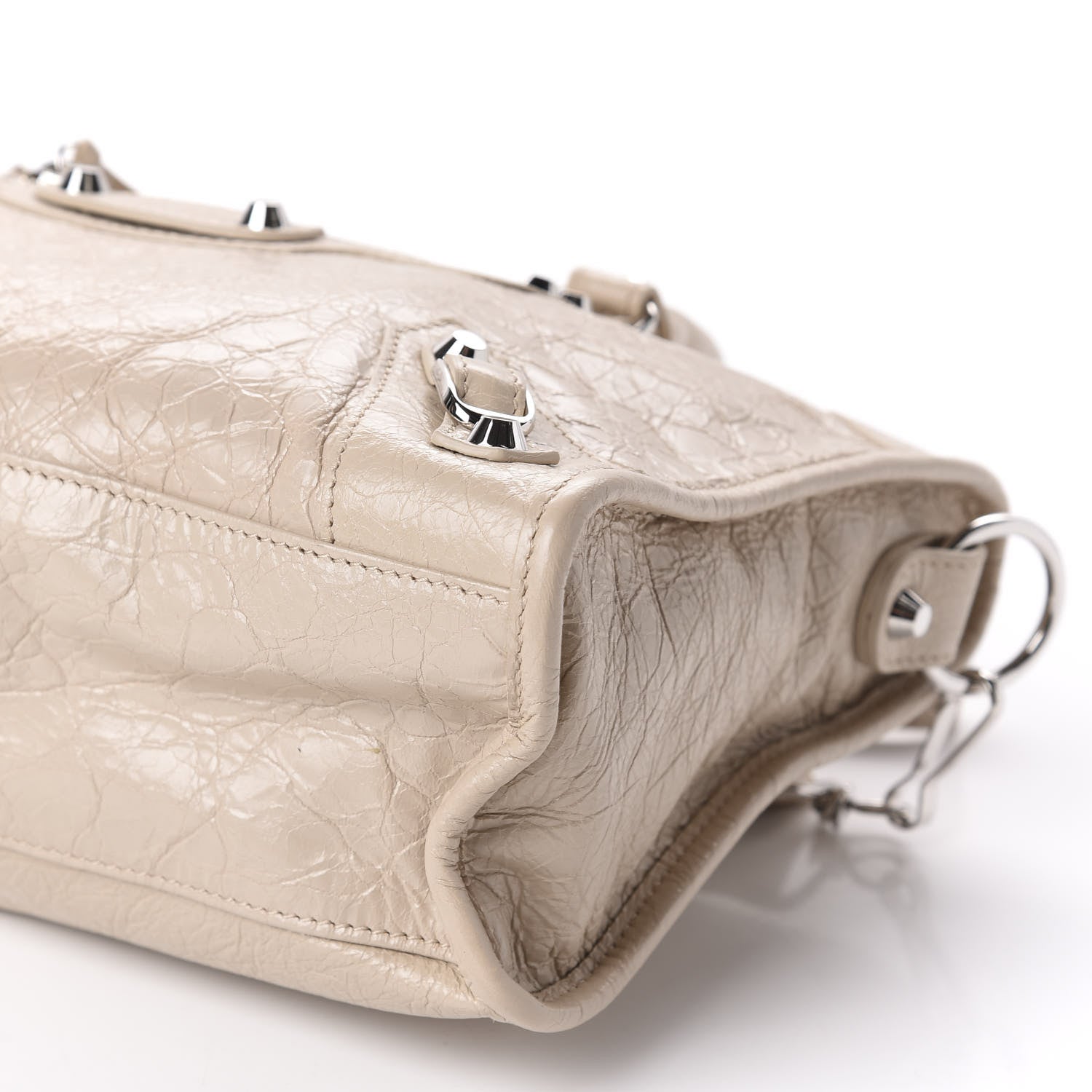 Balenciaga Agneau Classic Silver Hardware S City Logo Strap Light Beige Black 8 of 11