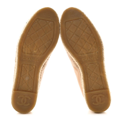 Chanel Lambskin CC Espadrilles 35 Beige Black 5 of 11
