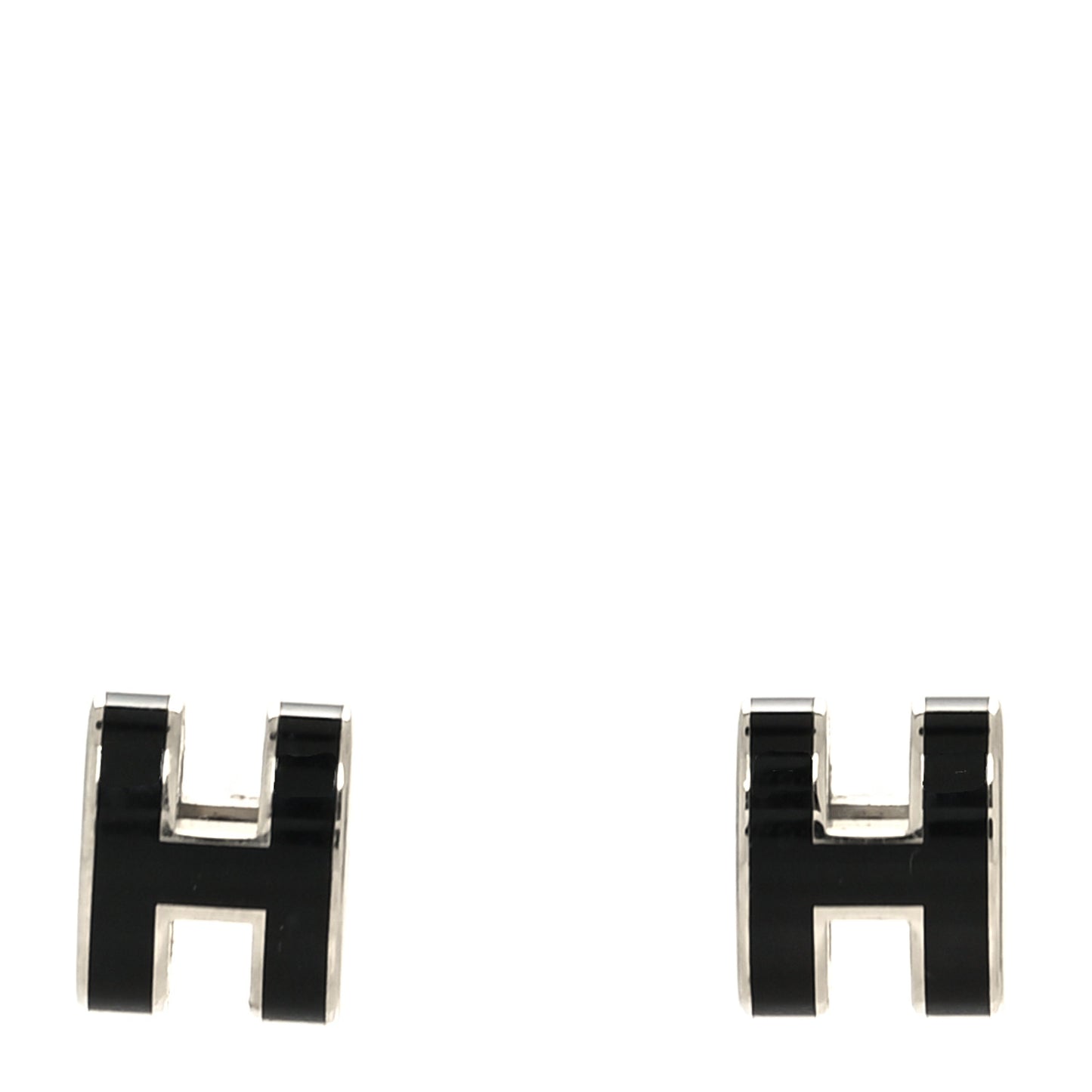 Palladium Lacquered Mini Pop H Earrings Black
