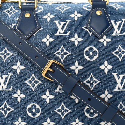 Louis Vuitton Monogram Jacquard Denim Speedy Bandouliere 25 Bleu 7 of 9