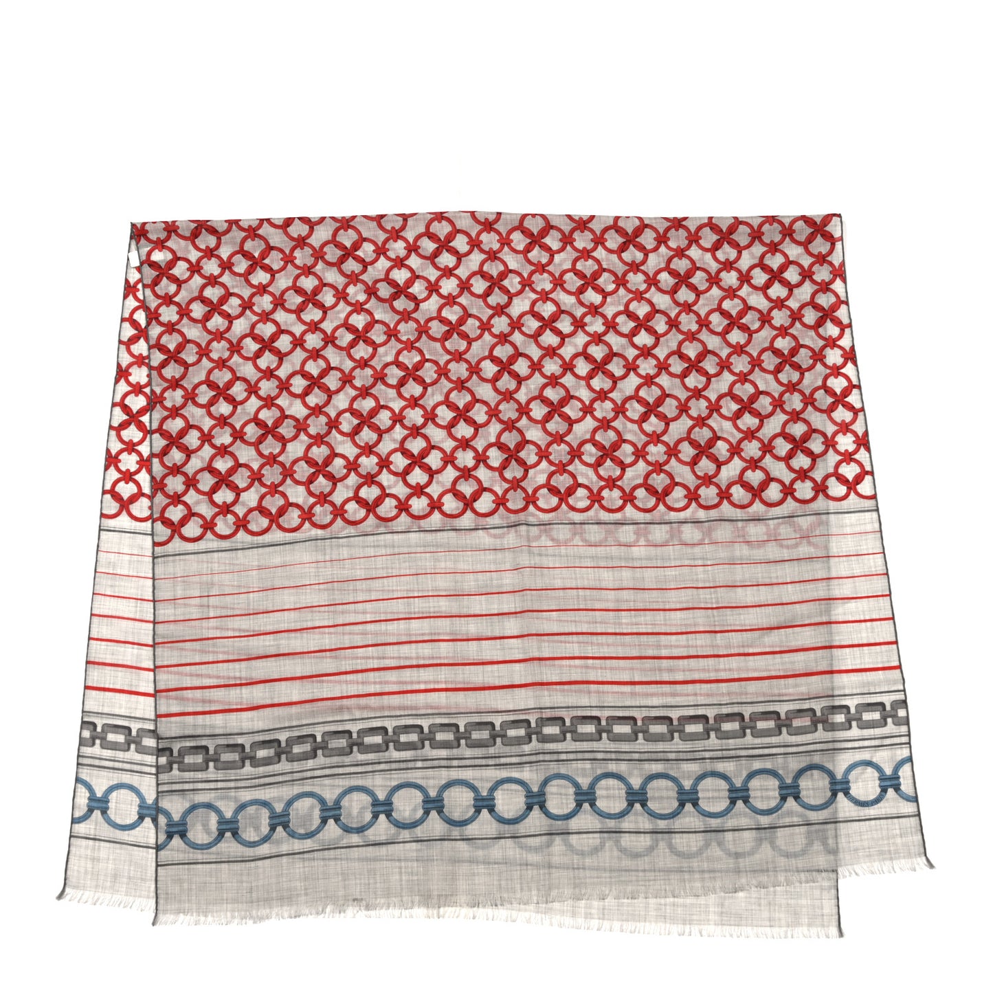 Cashmere Maillons Et Chaines Rectangle Gris Chine Rouge Bleu