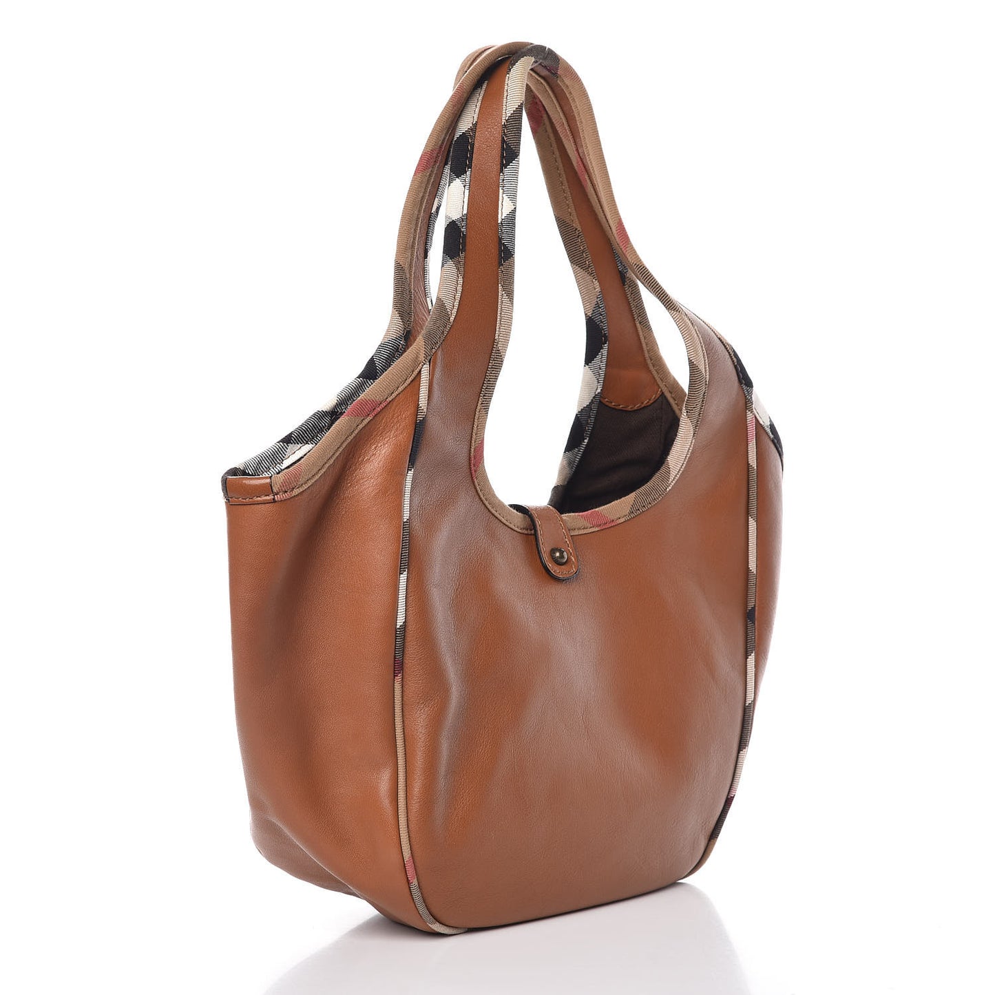 Calfskin Check Trim Hobo Brown