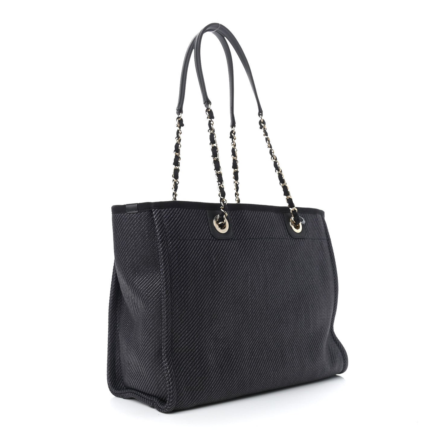 Mixed Fibers Calfskin Small Deauville Tote Black