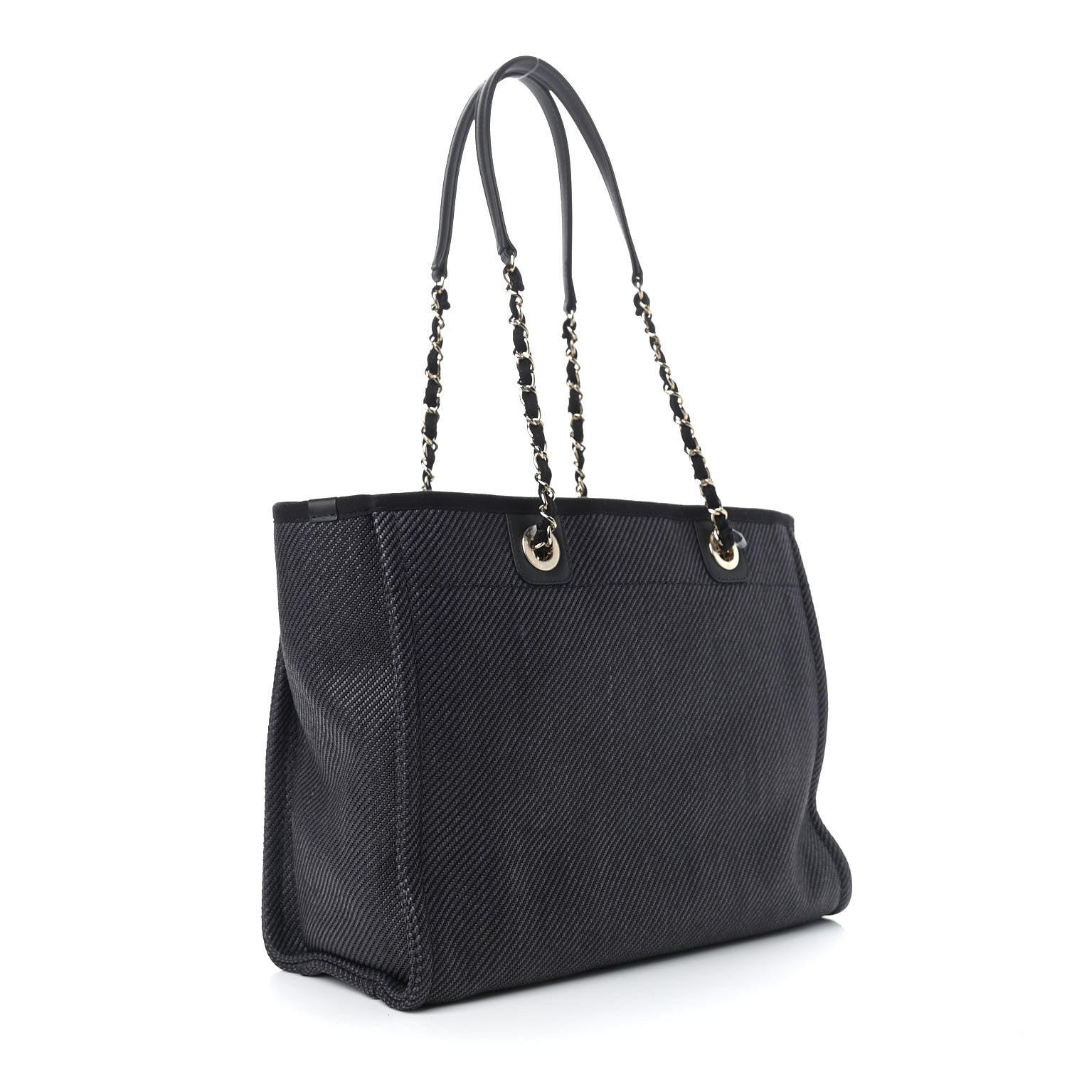 Chanel Mixed Fibers Calfskin Small Deauville Tote Black 3 of 9