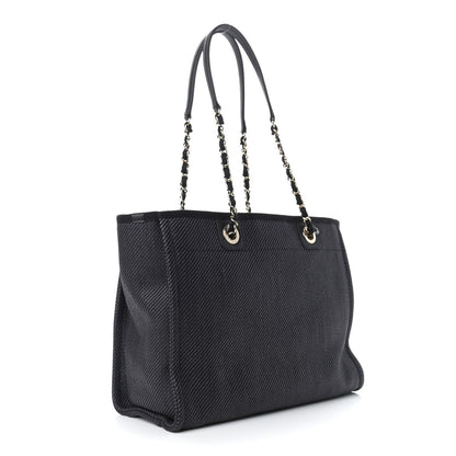 Chanel Mixed Fibers Calfskin Small Deauville Tote Black 3 of 9