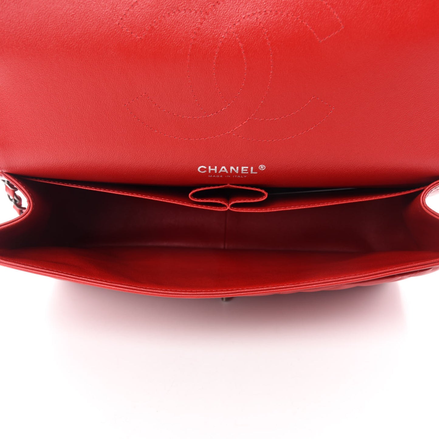 Lambskin Quilted Jumbo Double Flap Red