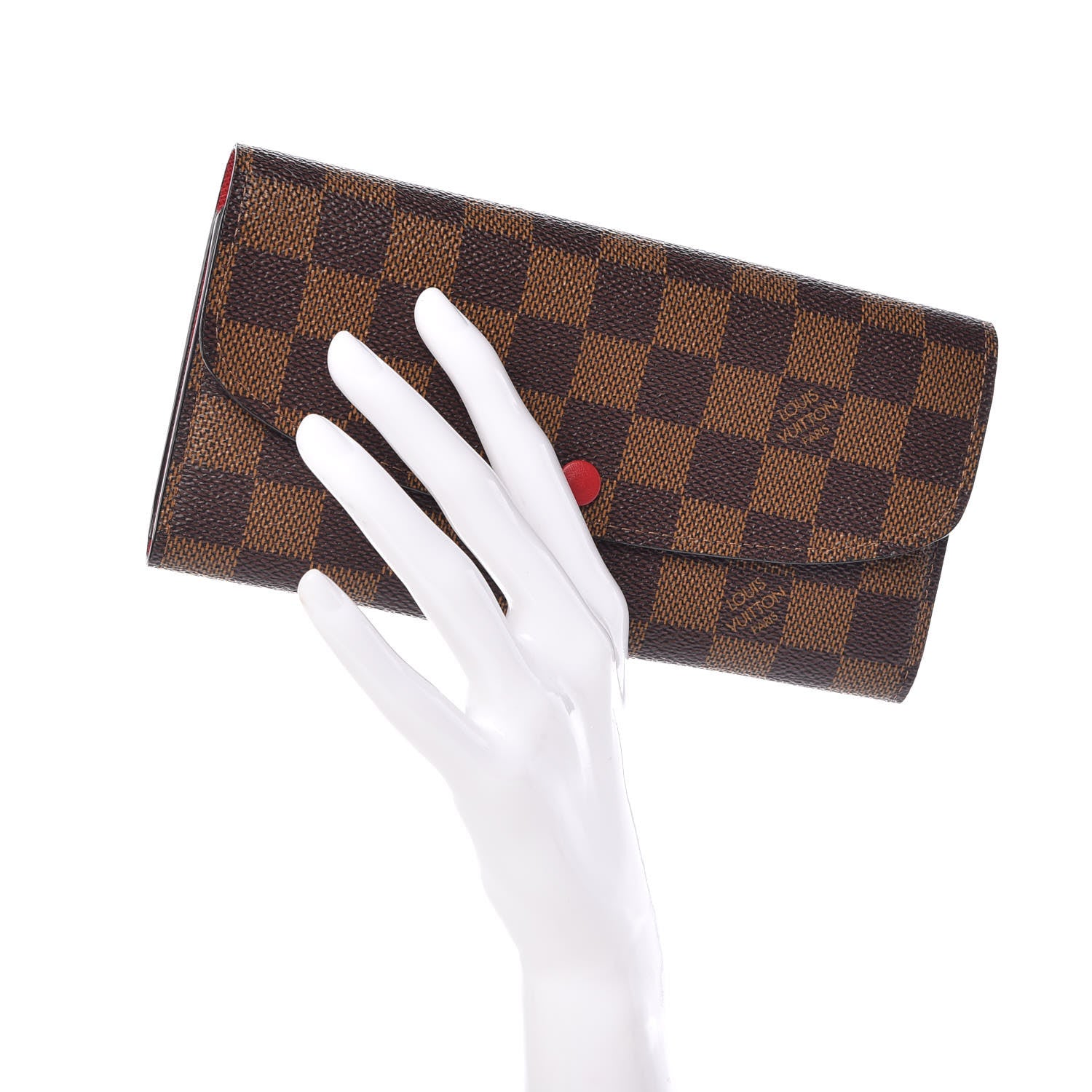 Louis Vuitton Damier Ebene Emilie Wallet Red 2 of 8