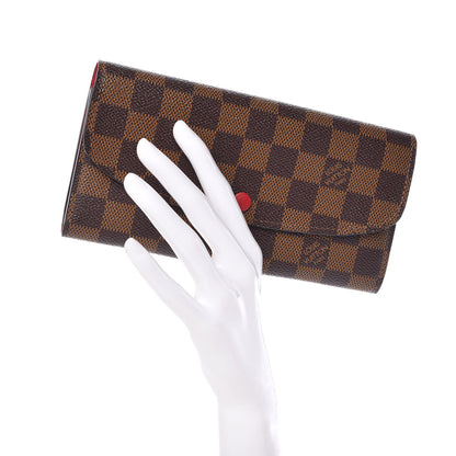 Louis Vuitton Damier Ebene Emilie Wallet Red 2 of 8