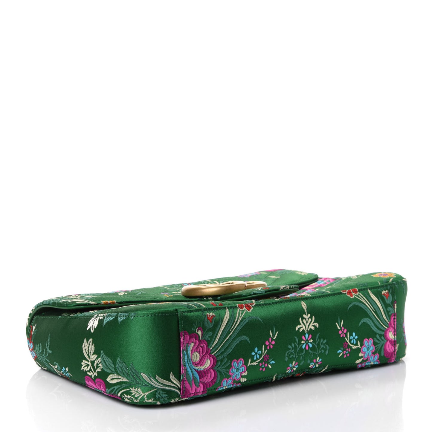 Jacquard Matelasse Floral Medium GG Marmont Shoulder Bag Green